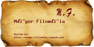 Móger Filoméla névjegykártya